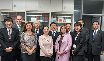 Baroness D'Souza arriving at Tohoku University.