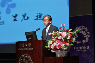 東北大学の現況説明（里見進総長・萩友会長）