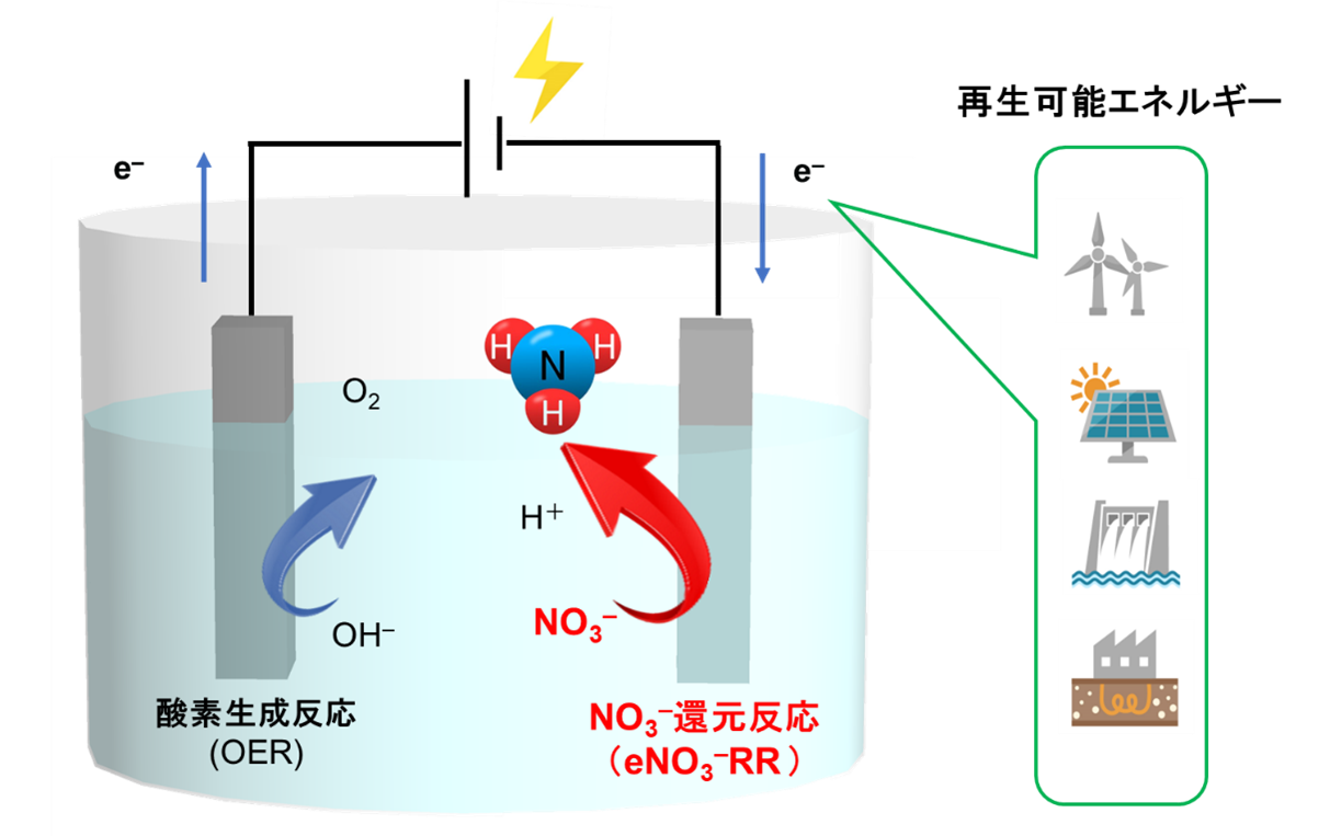 硝酸イオンからアンモニアを80%の選択率で合成～微粒子触媒における活性サイトの１原子精度制御によって達成～
