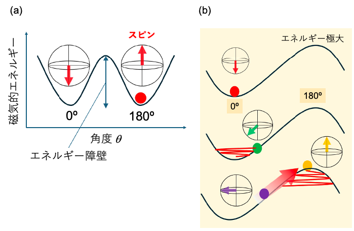 電流印加によってエネルギー的に不安定な方位にスピンを安定化させることに成功 ―大きなスピンのゆらぎを使った新原理コンピューティングに道―