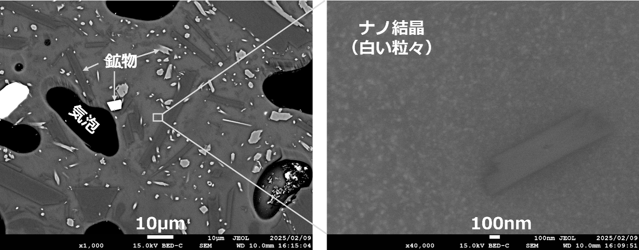 マグマ中での結晶生成の電子顕微鏡直接観察に成功 ―高数密度ナノ結晶は地表付近で核形成―